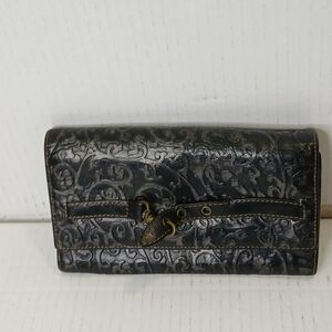 Roberta Gandolfi Elegant Black Genuine Leather  Embossed  Women's Wallet